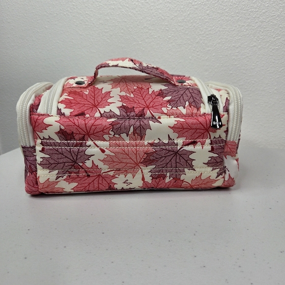 Lug Mini Trolley Pink and Cream Leaf Pattern Women's Cosmetic Makeup Bag - Picture 3 of 16